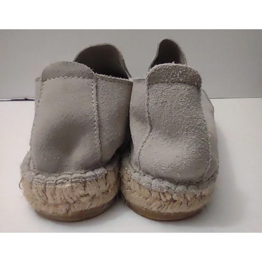 Fabiolas Women's Espadrille Slip On Shoe 38/US 7.5 Gray Suede Platform Loafer
